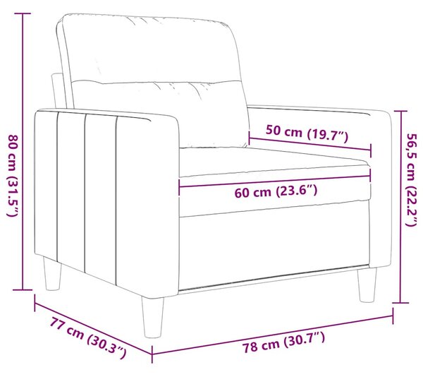 Világosszürke szövet kanapéfotel 60 cm