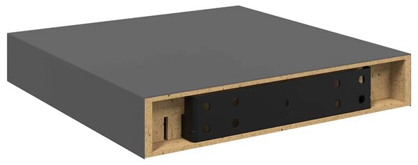 Magasfényű szürke MDF lebegő fali polc 23 x 23,5 x 3,8 cm
