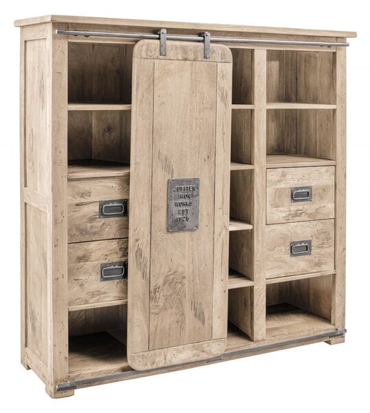 Highboard Mango 142x45x147 fehérre meszelt lackiert RAILWAY