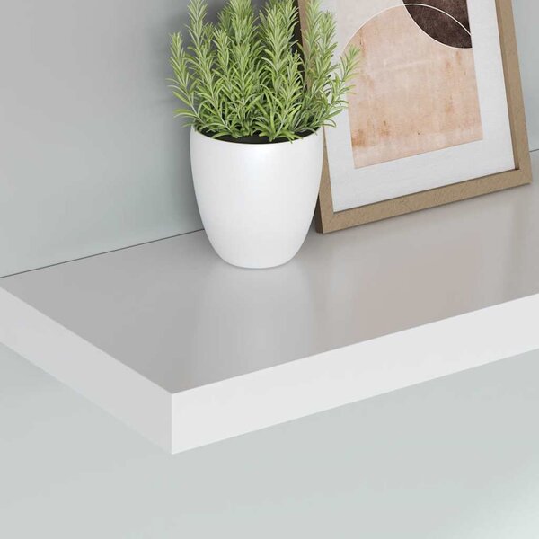 4 db fehér MDF lebegő fali polc 120 x 23,5 x 3,8 cm