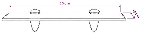 Lebegő polc üveg 30x10 cm 8 mm