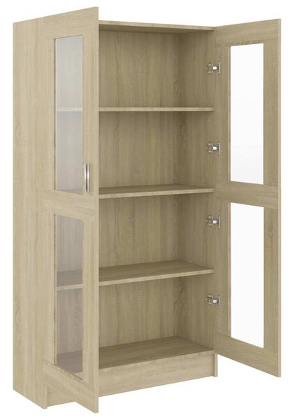 Sonoma tölgy színű szerelt fa vitrinszekrény 82,5x30,5x150 cm
