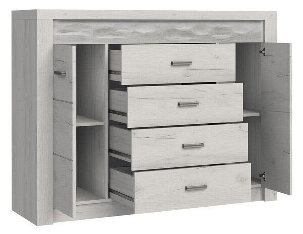 Komód Serfeno 104, Laminált forgácslap, 104x137x42cm, Sötét hamuszürke