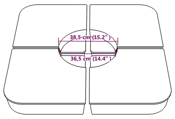 4 db napernyő alapkészlet keresztállvány napernyőhöz 100 kg PP