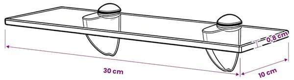 Lebegő polc üveg 30x10 cm 8 mm