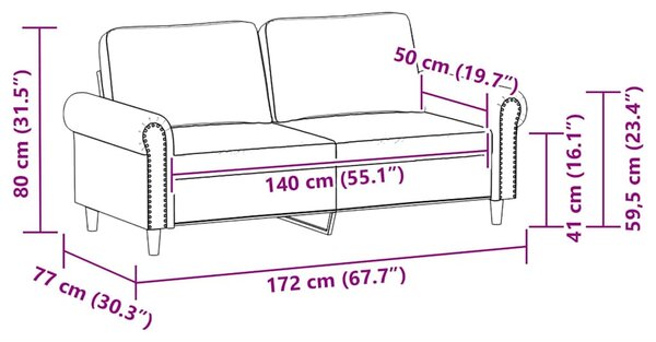 2 személyes fekete műbőr kanapé 140 cm