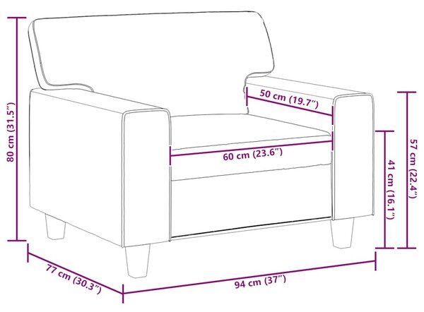 Kávészínű műbőr kanapéfotel 60 cm