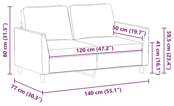 2 személyes szürke műbőr kanapé 120 cm