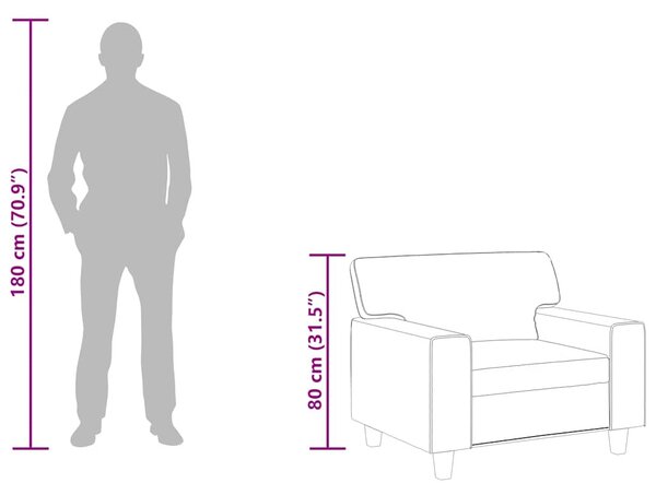 Fekete műbőr kanapéfotel 60 cm
