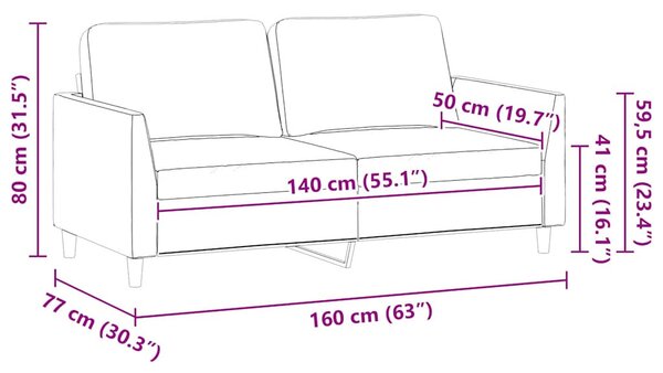 2 személyes krémszínű műbőr kanapé 140 cm