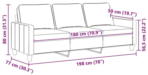 3 személyes világosszürke szövet kanapé 180 cm