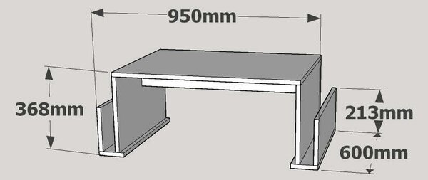 Magazin dió dohányzóasztal 95 x 36 x 60 cm