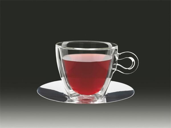 Teás csésze rozsdamentes aljjal, duplafalú üveg, 30cl, 2db-os szett, Thermo (KHPU145)