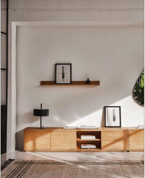 Természetes színű TV-állvány tölgyfa dekorral 200x44 cm Abilen - Kave Home