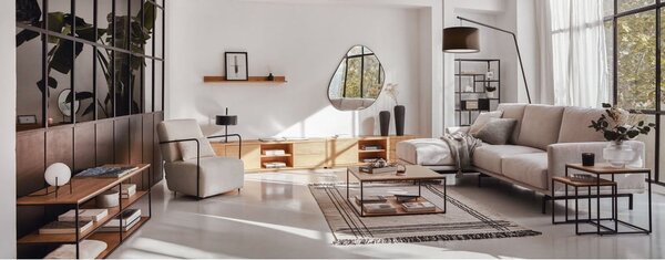 Természetes színű TV-állvány tölgyfa dekorral 150x44 cm Abilen - Kave Home