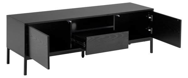Fekete TV-állvány kőrisfa dekorral 140x45 cm Seaford – Actona