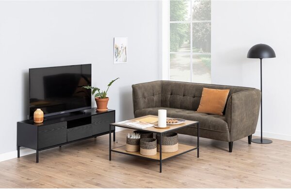 Fekete TV-állvány kőrisfa dekorral 140x45 cm Seaford – Actona