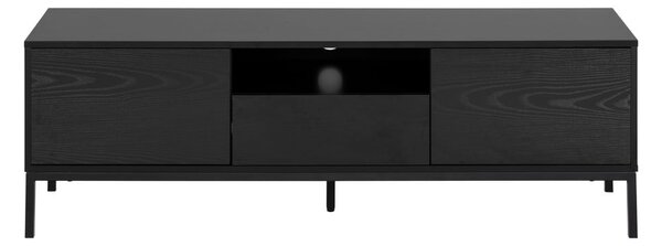 Fekete TV-állvány kőrisfa dekorral 140x45 cm Seaford – Actona