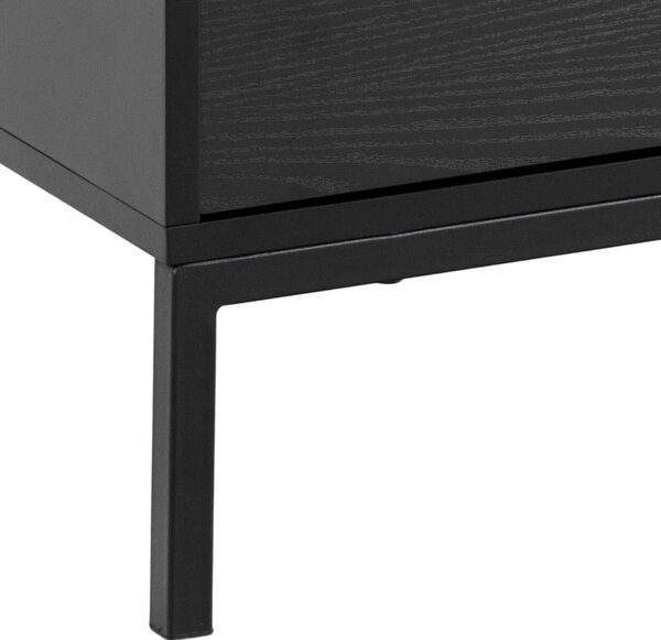 Fekete TV-állvány kőrisfa dekorral 140x45 cm Seaford – Actona