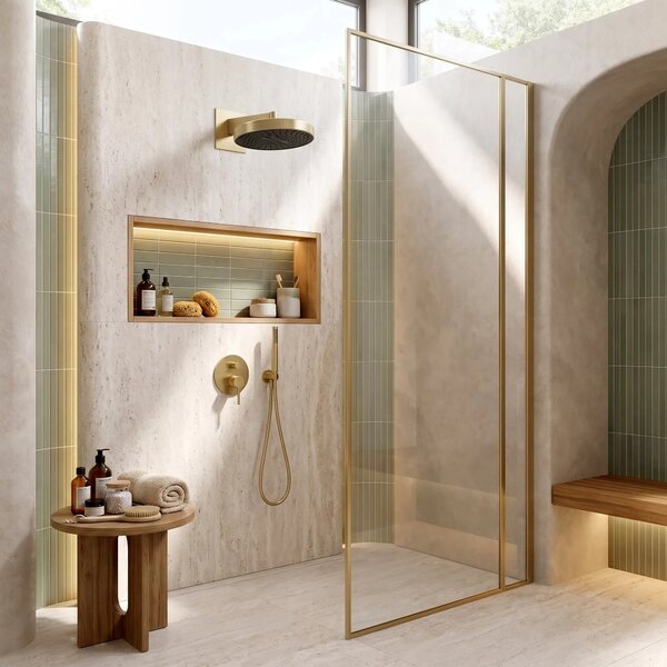 Kerek esőztető zuhanyfej REA Set JS-036BG Gold Brush