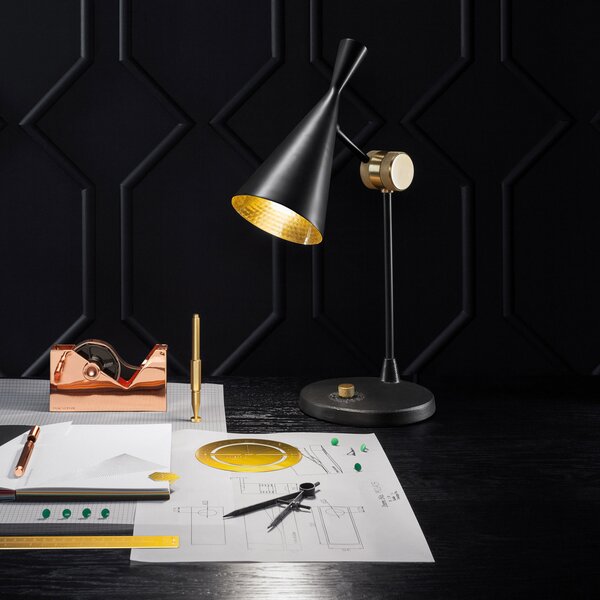 Asztali lámpa Tom Dixon, Beat Table, dimmable, Fekete, Nappali, Fém, Dizájn