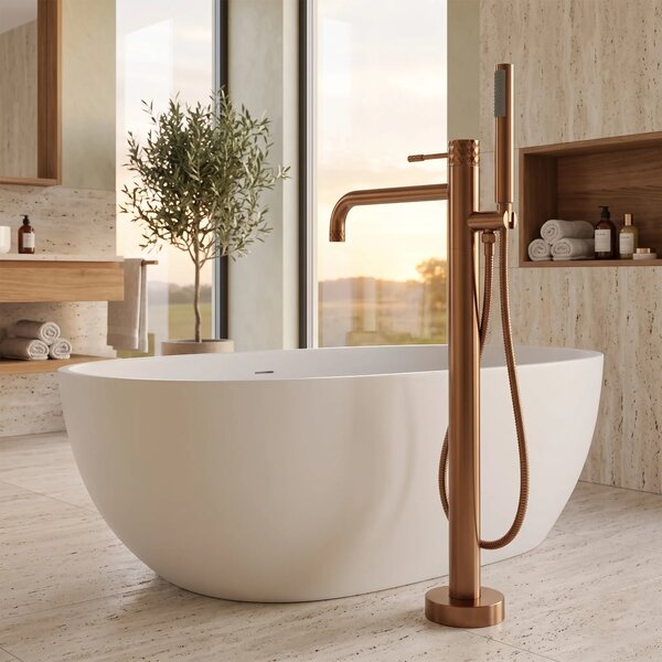 Szabadon álló padló csaptelep Rea Lungo Diamond Brush Copper