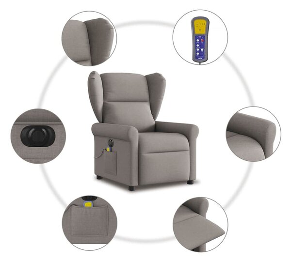 Tópszínű szövet elektromos dönthető masszázsfotel