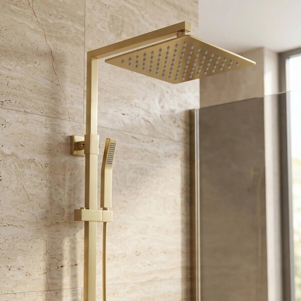 Négyzet alakú zuhanyfej REA JS-P015BG 25cm Brush Gold