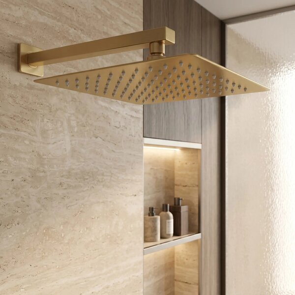 Négyzet alakú zuhanyfej REA JS-P015BG 30cm Brush Gold
