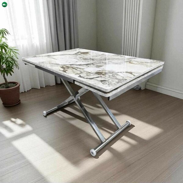 Yan - White Marble, Chrome
