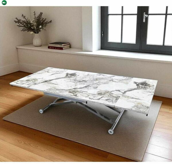 Yan - White Marble, Chrome
