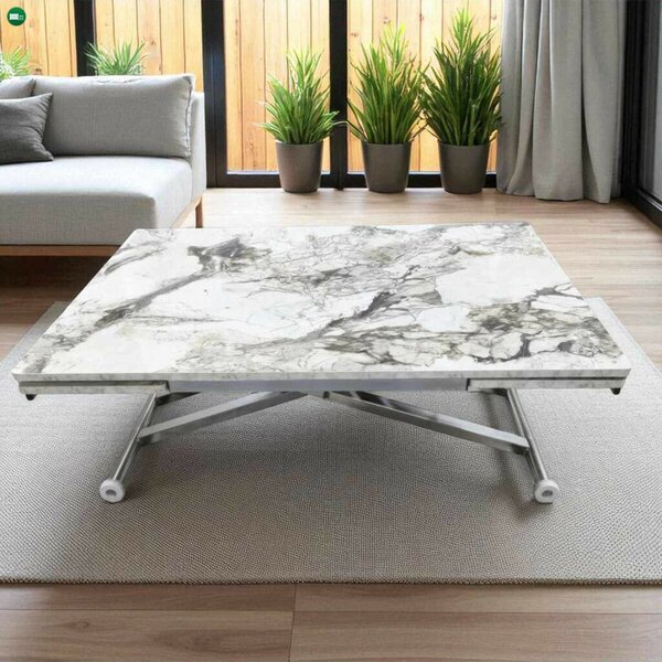 Yan - White Marble, Chrome