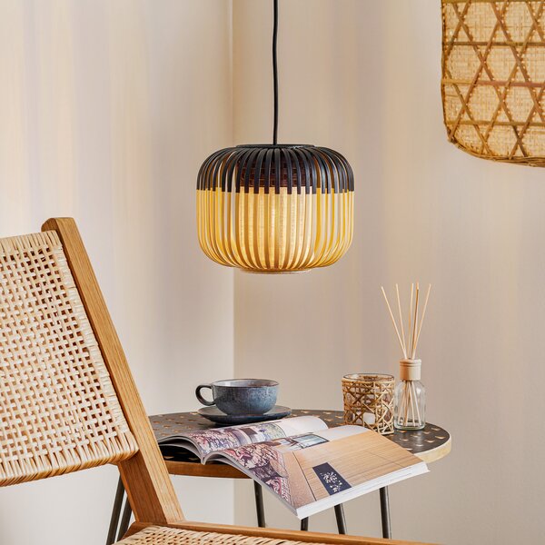 Függőlámpa Forestier, Bamboo Light XS, dimmable, Fekete, Nappali, Bambusz, Dizájn