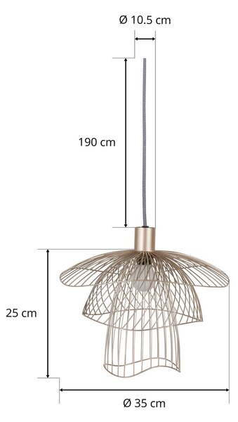 Függőlámpa Forestier, Papillon XS, dimmable, Bézs, Nappali, Fém, Dizájn