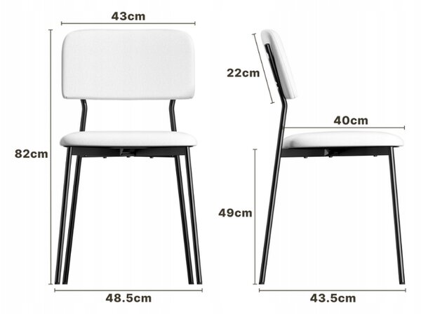 Bealife TB11 modern kárpitozott étkezőszék szett, 6 db, fehér