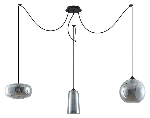 Függőlámpa Lucande, Zyli, dimmable, Szürke, Nappali, Üveg, Vintage