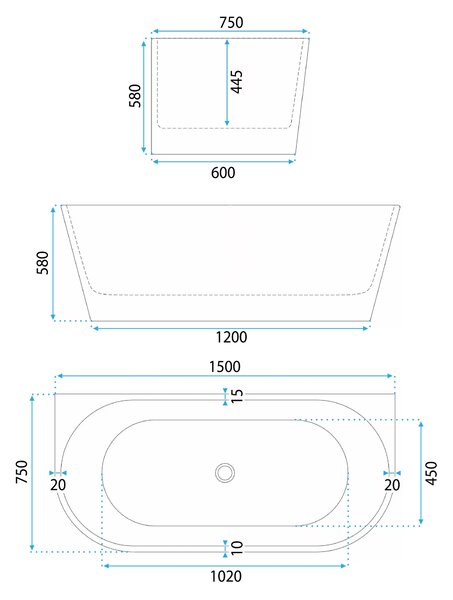 Fürdőkád Rea Eris 150cm