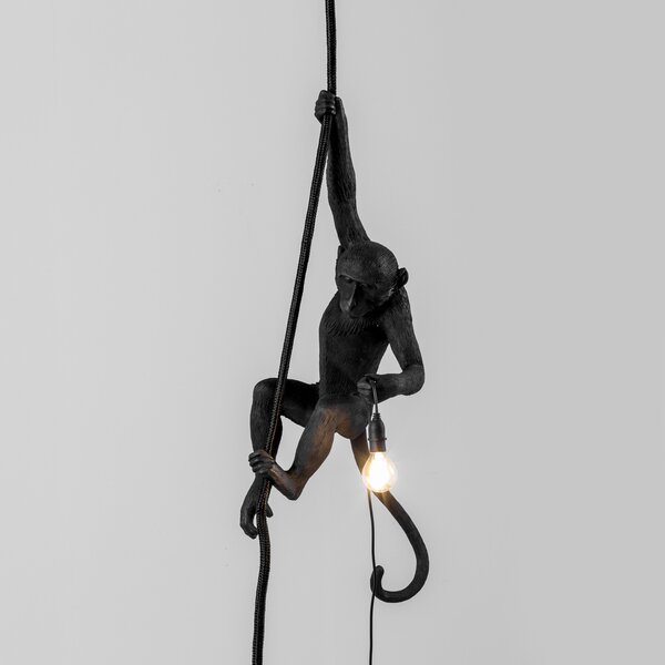 Kültéri Lámpa SELETTI, Monkey Lamp, Fekete, Műanyag, Dizájn