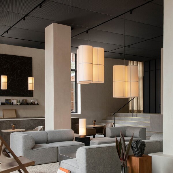 Függőlámpa Audo Copenhagen, Hashira Cluster, dimmable, Bézs, Nappali, Szövet / Textília, Dizájn