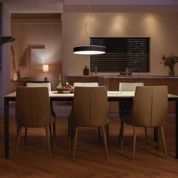 Függőlámpa Philips Hue, Philips Hue, dimmable, Fekete, Nappali, Fém, Modern