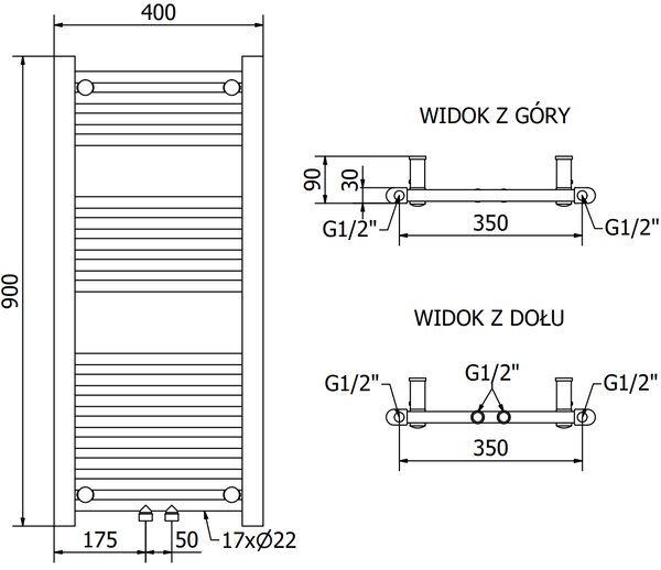 Mexen, Mexen Mars grzejnik elektryczny 900 x 400 mm, 300 W, czarny - W110-5900-400-6300-70