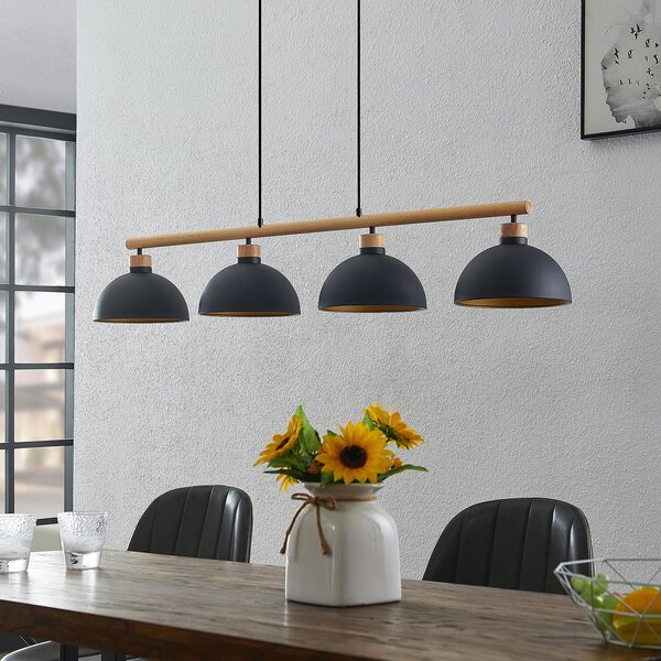 Függőlámpa Lindby, Tirzana, dimmable, Fekete, Nappali, Fém, Vintage