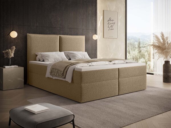 SELENO kárpitozott boxspring ágy 120x200 - bézs
