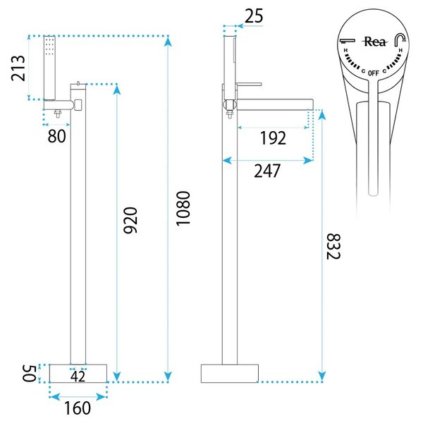 Szabadon álló padló csaptelep Rea Grace Brush Nickel