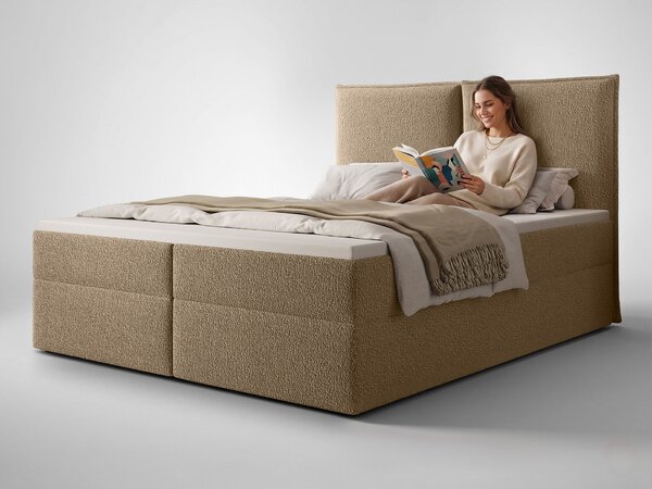 SELENO kárpitozott boxspring ágy 120x200 - bézs