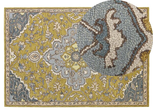 Kék és Sárga Gyapjúszőnyeg 140 x 200 cm MUCUR