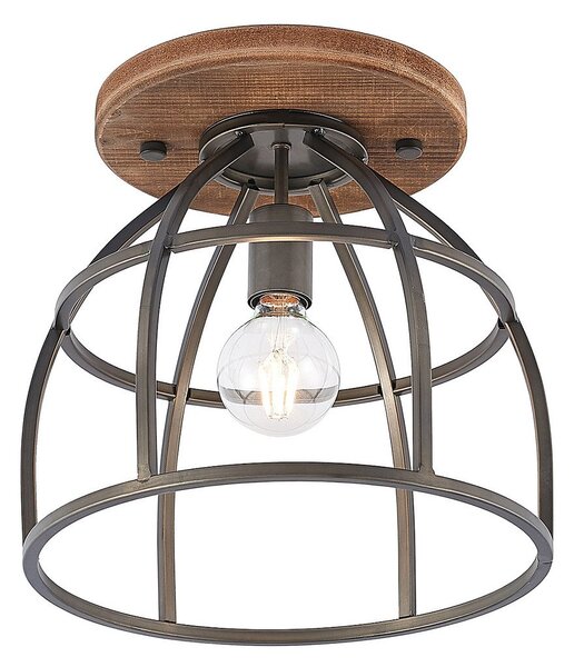 Mennyezeti Lámpa Lindby, Rutger, dimmable, Fekete, Nappali, Fa, Vintage