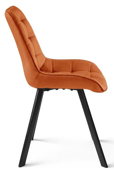 Étkezőszék SORIA VELVET fekete lábakkal, terrakotta