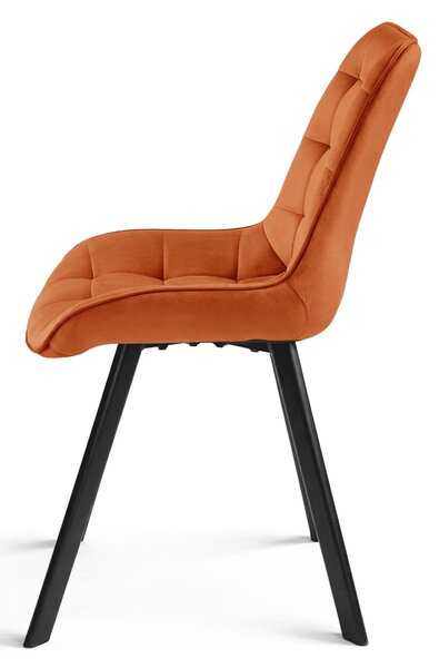 Étkezőszék SORIA VELVET fekete lábakkal, terrakotta