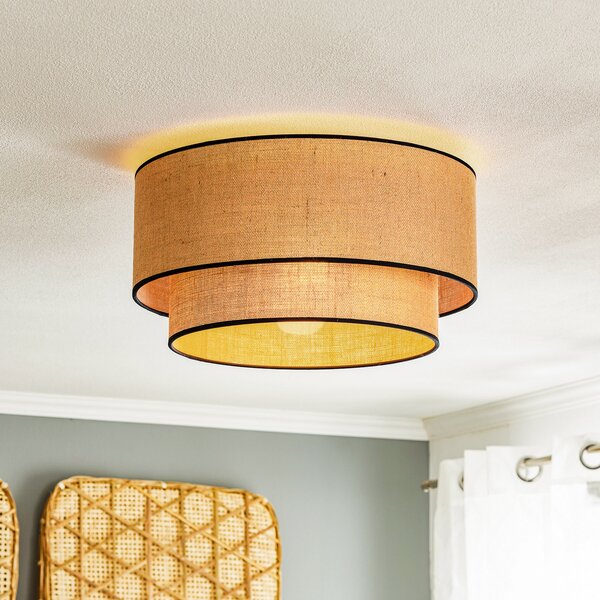 Mennyezeti Lámpa Euluna, Boho jute & black, dimmable, Barna / Rozsdabarna, Nappali, Szövet / Textília, Boho